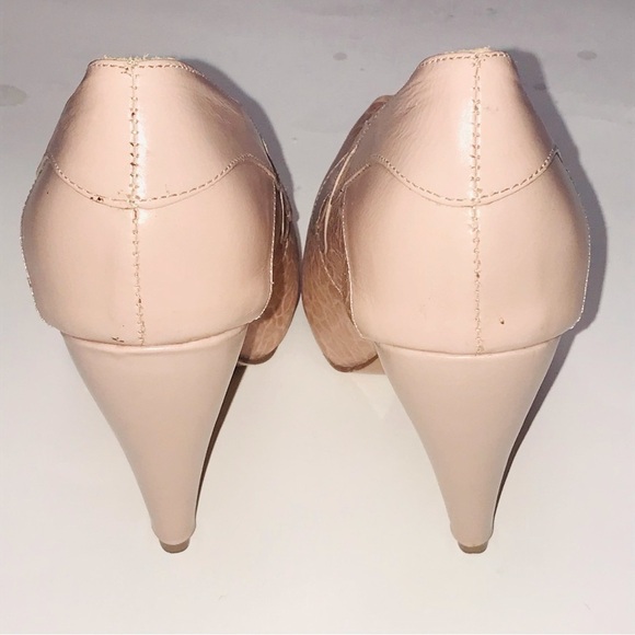 Samanta pink snakeskin print heels leather sz8 wide formal wedding casual boho - Picture 7 of 16